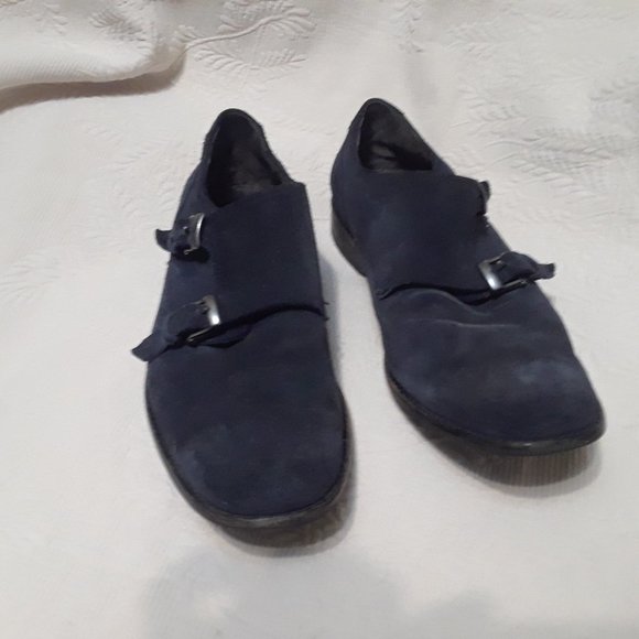 JOHN VARVATOS Double Monk Shoes Blue Suede - Picture 4 of 10